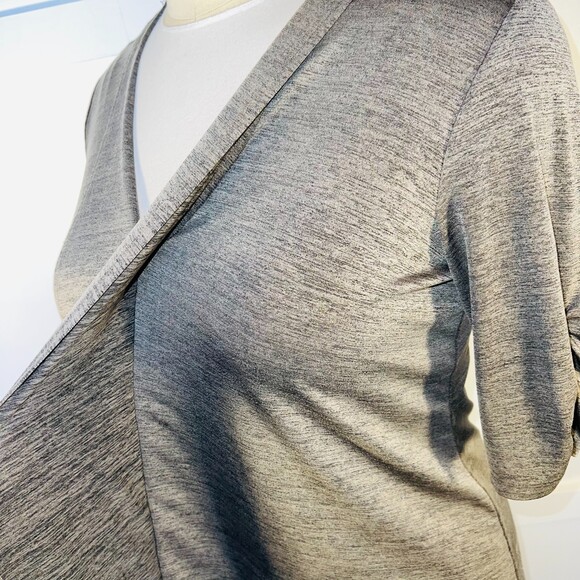 AB Studio Tunic Blouse Womens XL Olive Gray Cascade Front V-Neck Half Sleeve - Picture 6 of 14